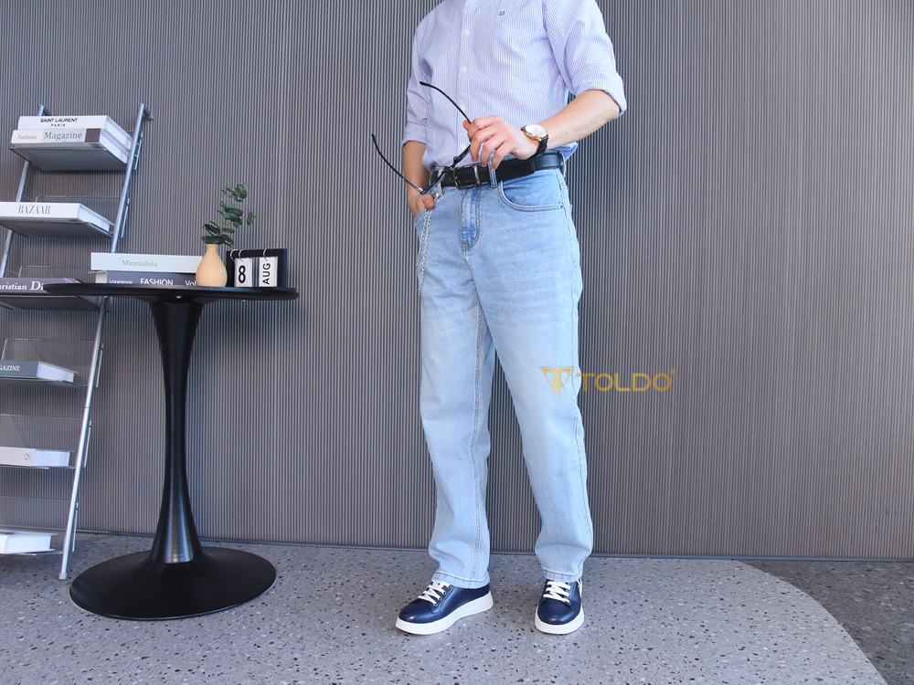 Giày cao 8cm thể thao màu xanh đế khâu