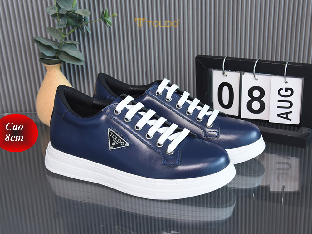 Giày cao 8cm thể thao màu xanh đế khâu