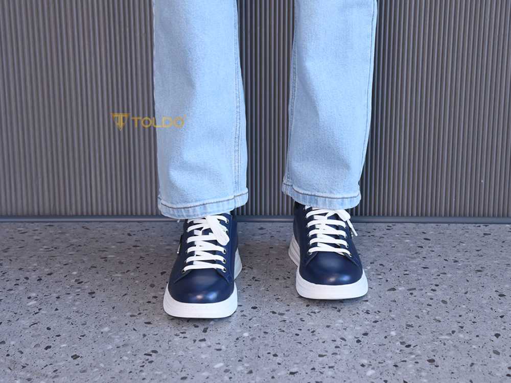 Giày cao 8cm thể thao màu xanh đế khâu