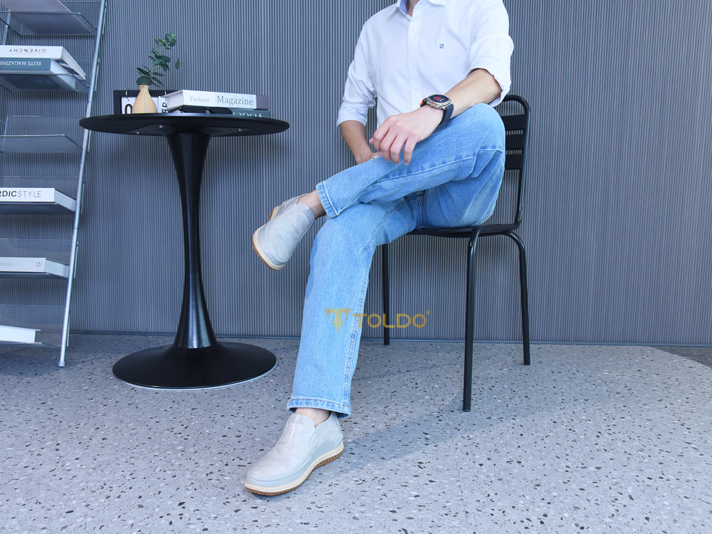 Giày cao nam 7cm đế khâu da thật