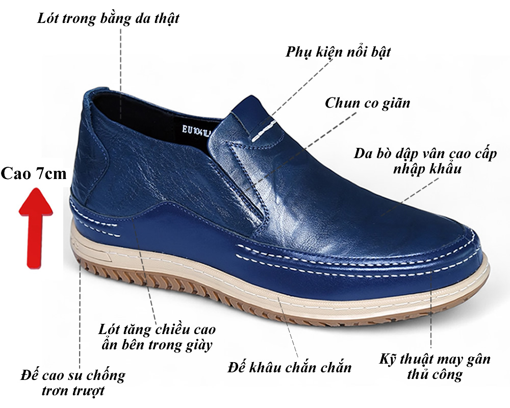 Giày cao 7cm thể thao không dây