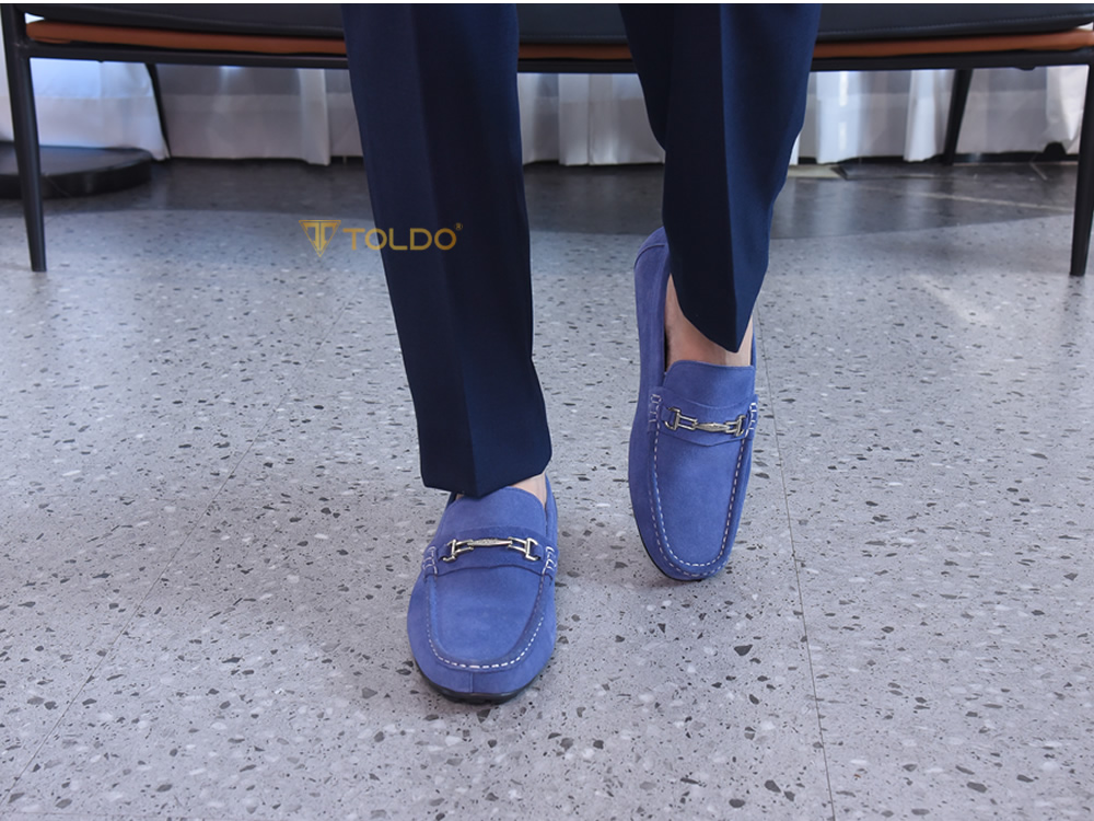 Giày mọi cao 6cm da lộn đế khâu