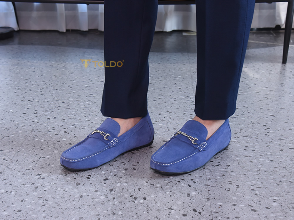 Giày mọi cao 6cm da lộn đế khâu