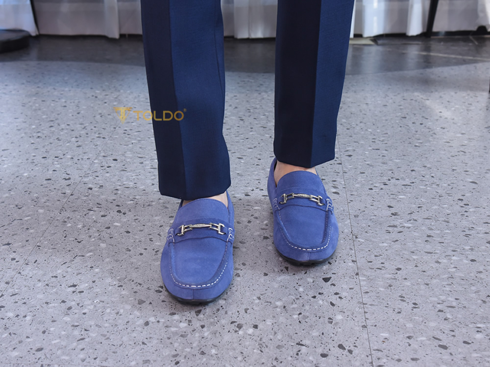 Giày mọi cao 6cm da lộn đế khâu