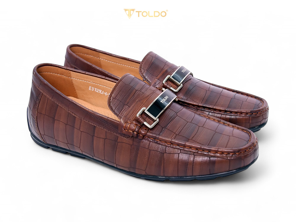 Giày mọi cao 6cm vân cá sấu da thật