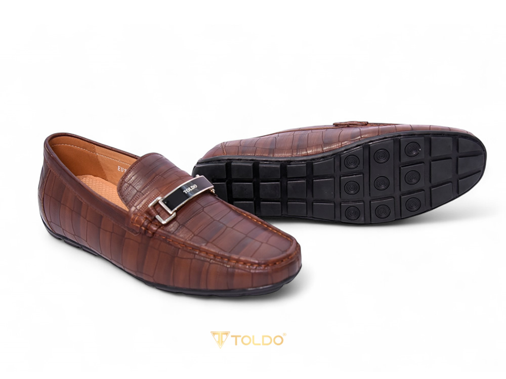 Giày mọi cao 6cm vân cá sấu da thật