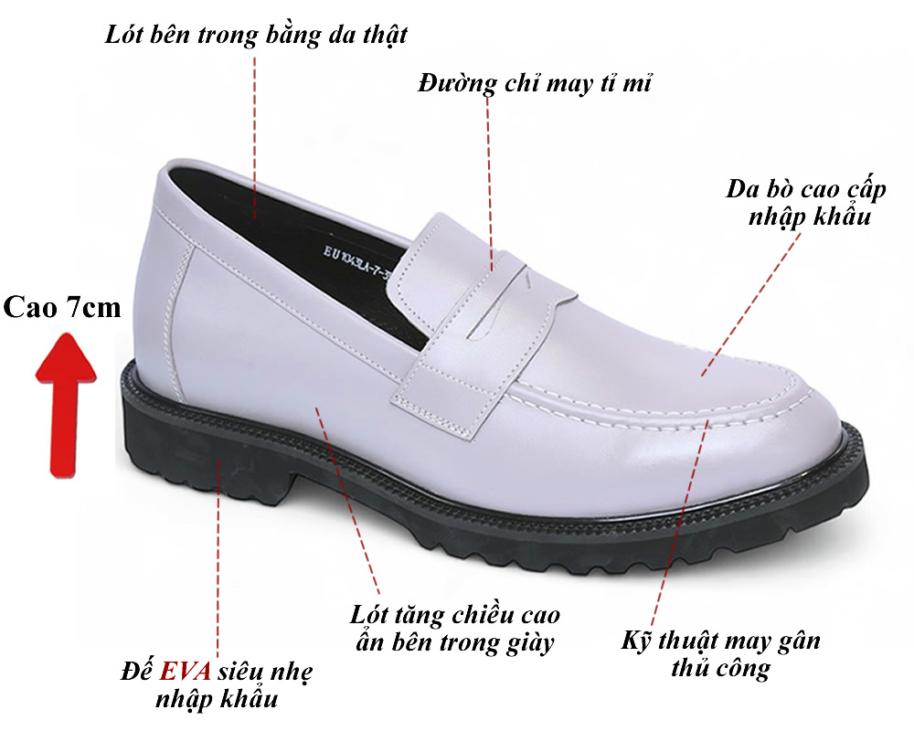 Giày cao 7cm đế eva siêu nhẹ