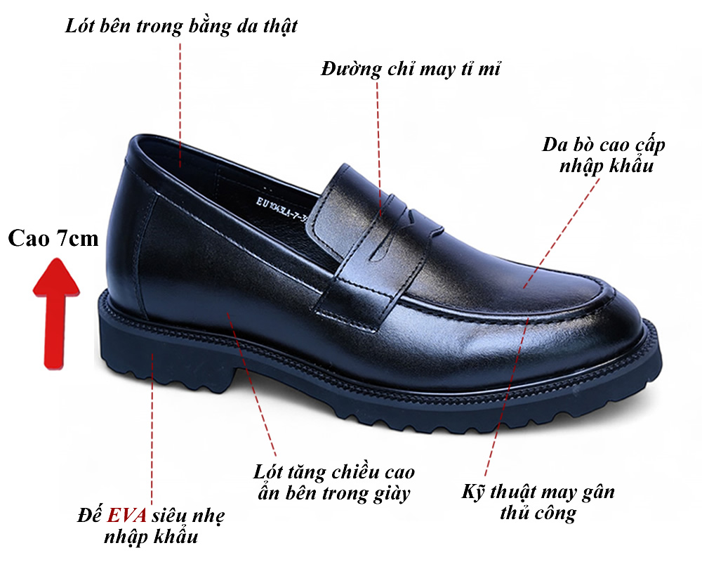 Giày cao 7cm cho nam cao cấp nhẹ