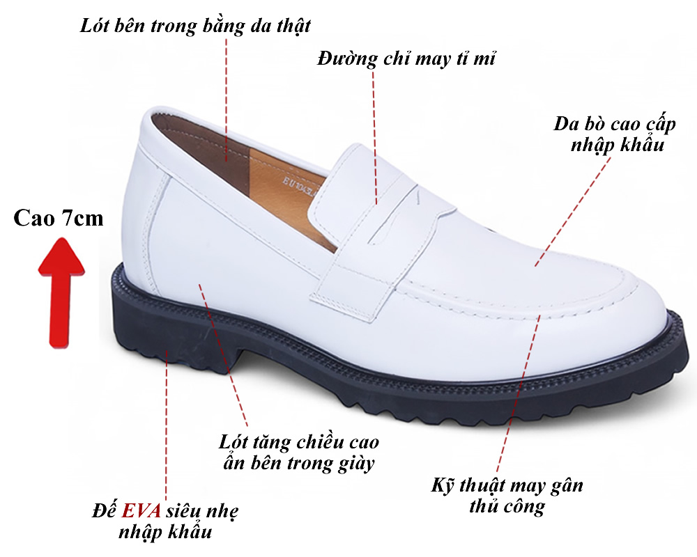 Giày tăng 7cm đế eva siêu nhẹ