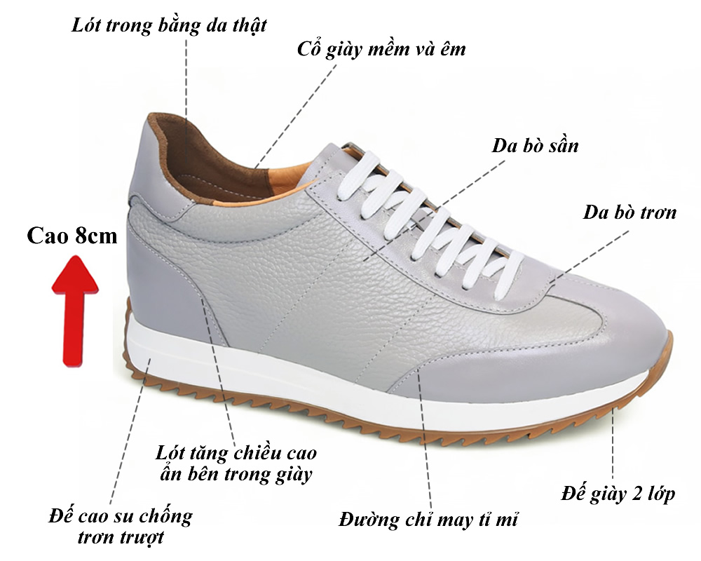 Giày cao 8cm da thật cao cấp