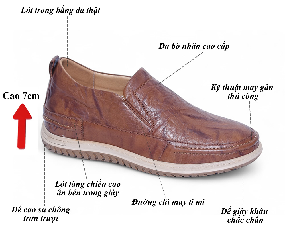 Giày cao 7cm da thật đế khâu