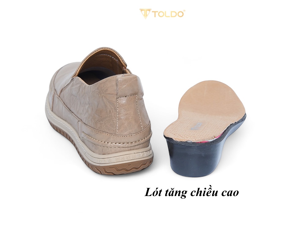 Giày cao 7cm da thật đế khâu màu kem
