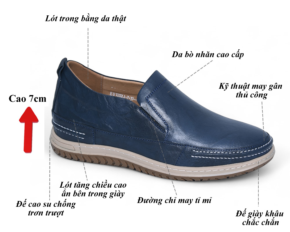 Giày cao 7cm da bò thật nhập khẩu