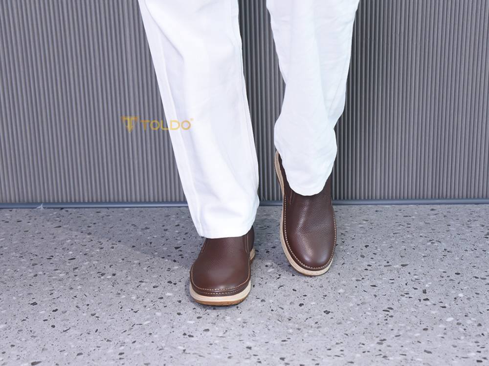 Giày nam cao 7cm da bò sần đế khâu