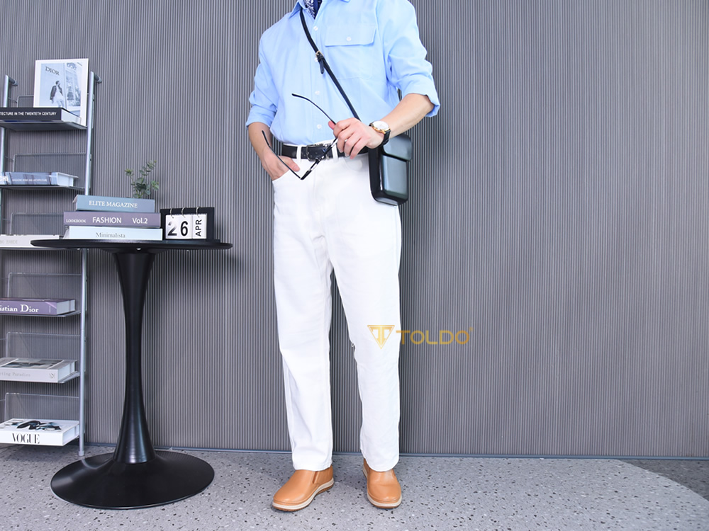 Giày nam cao 7cm da sần đế khâu