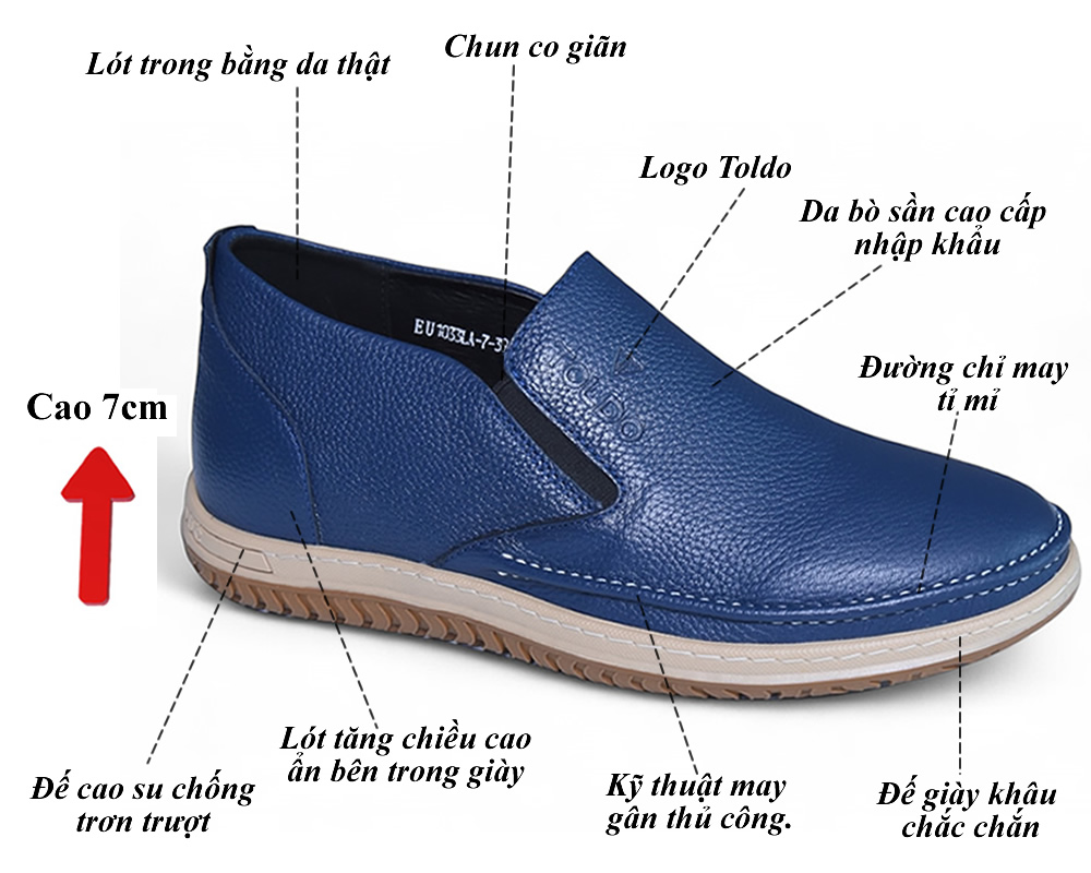 Giày cao 7cm da sần siêu nhẹ