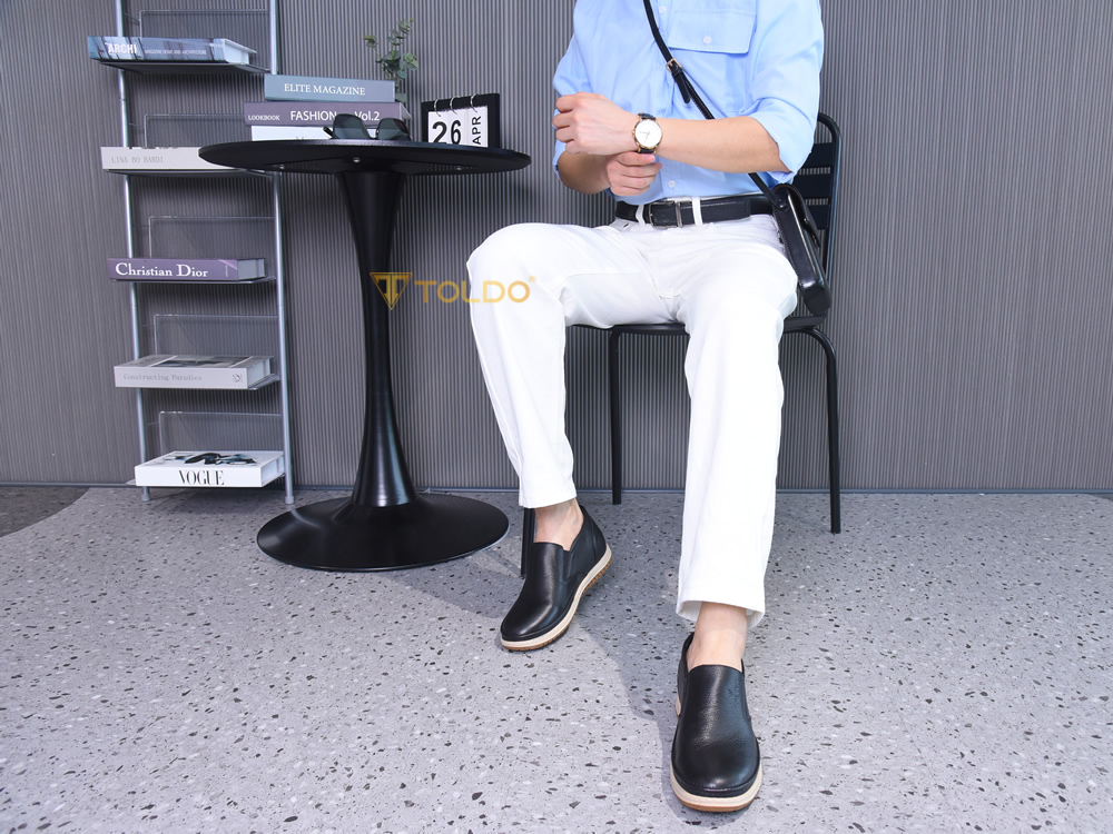 Giày cao 7cm đế khâu da bò thật