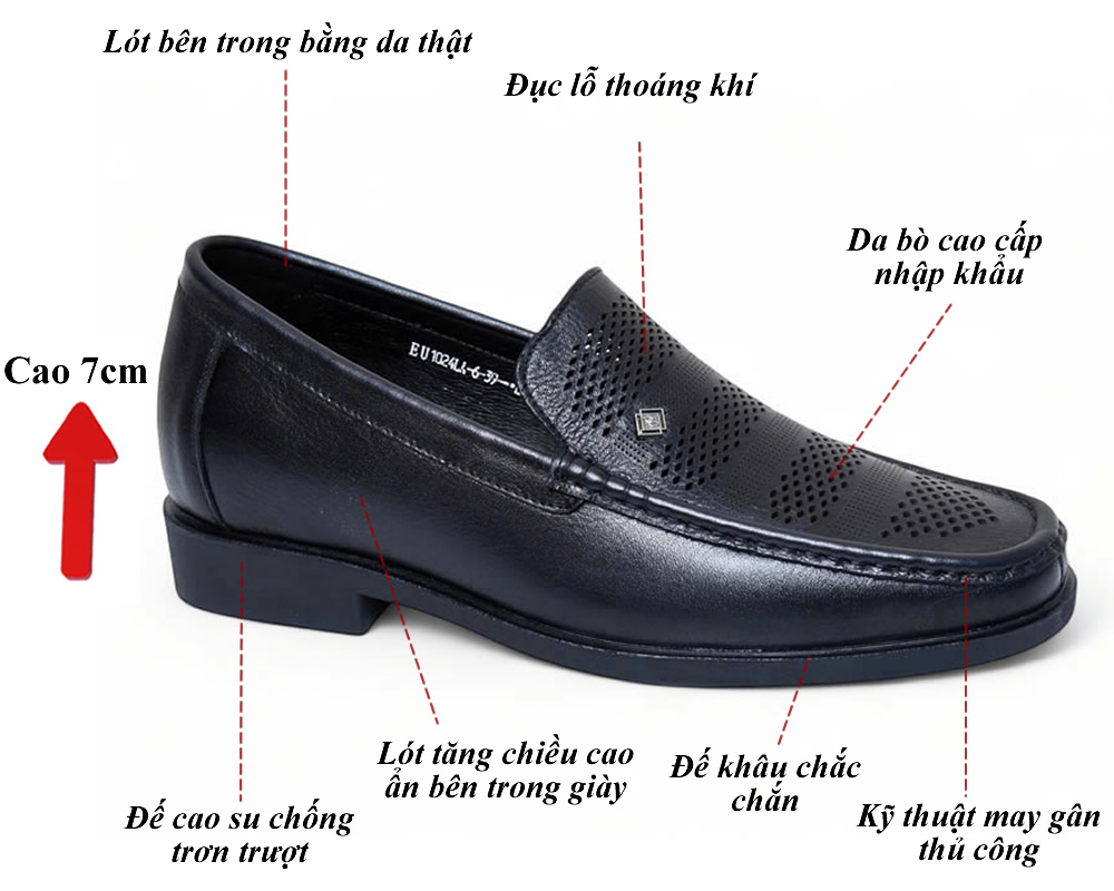 Giày cao 7cm thoáng khi đế khâu