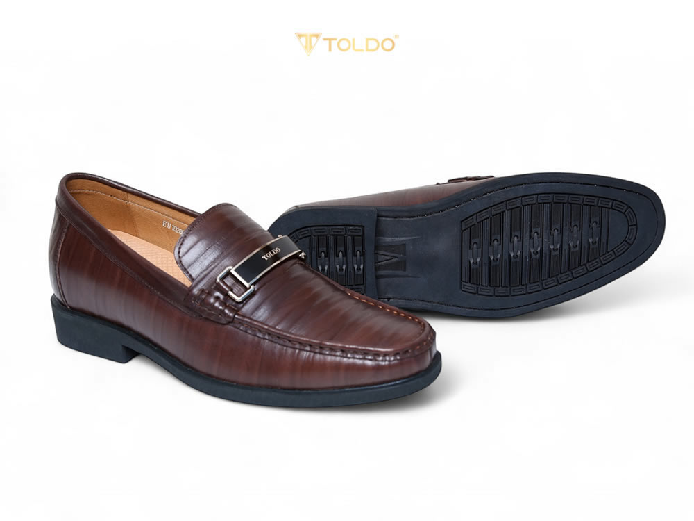Giày tăng 7cm vân da thật đế khâu