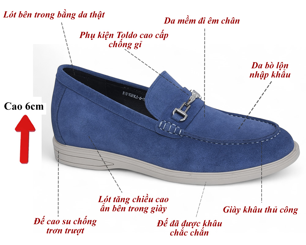 Giày cao 6cm da mềm màu nâu