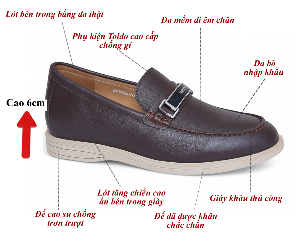 Giày cao 6cm da lộn màu nâu