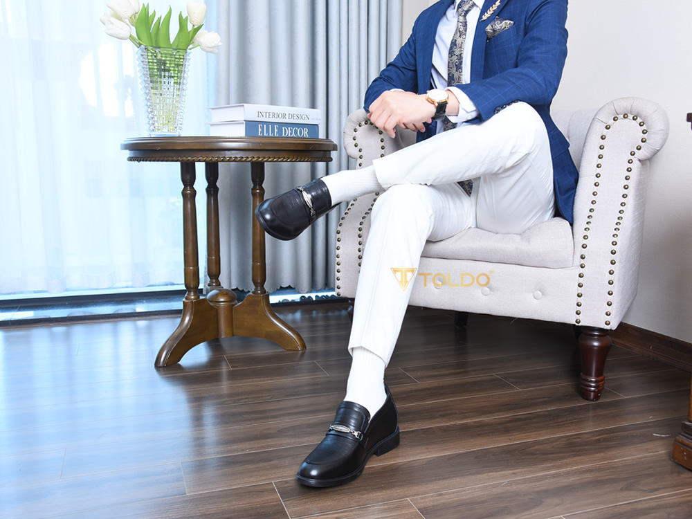 Giày lười tăng 8cm chiều cao đế khâu