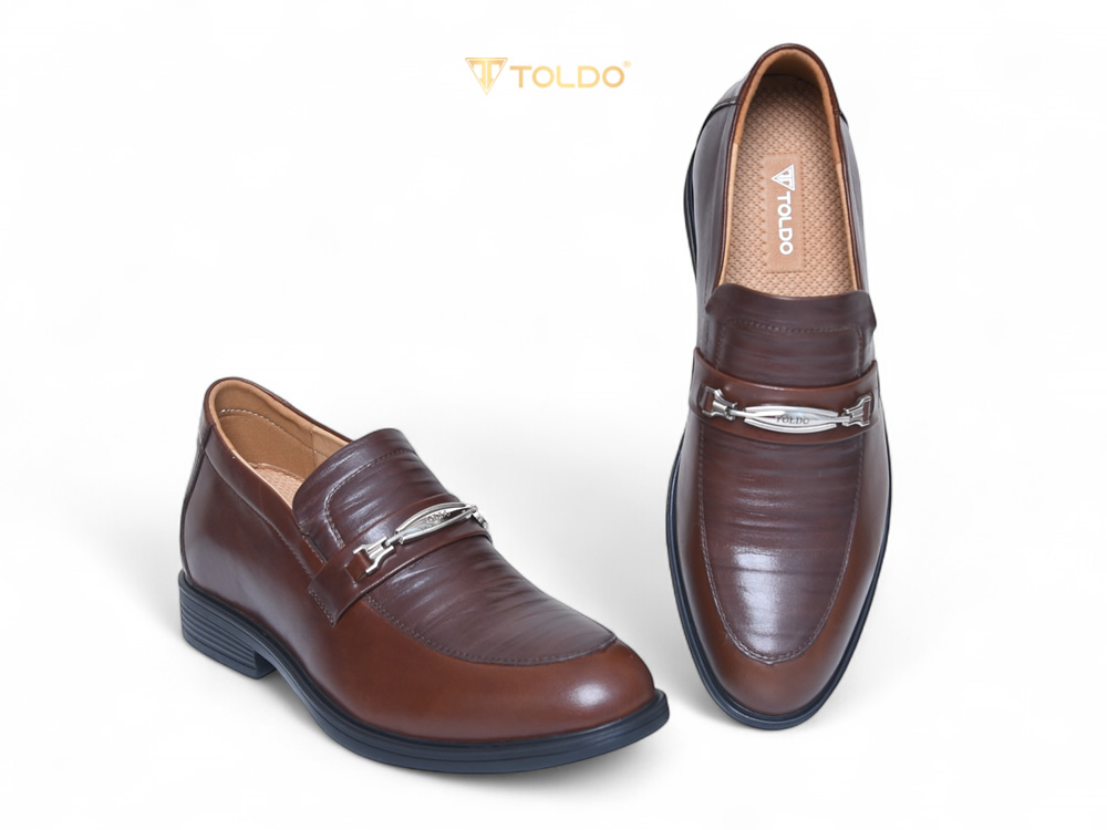 Giày lười cao 8cm da thật đế khâu