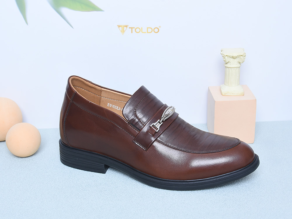 Giày lười cao 8cm da thật đế khâu