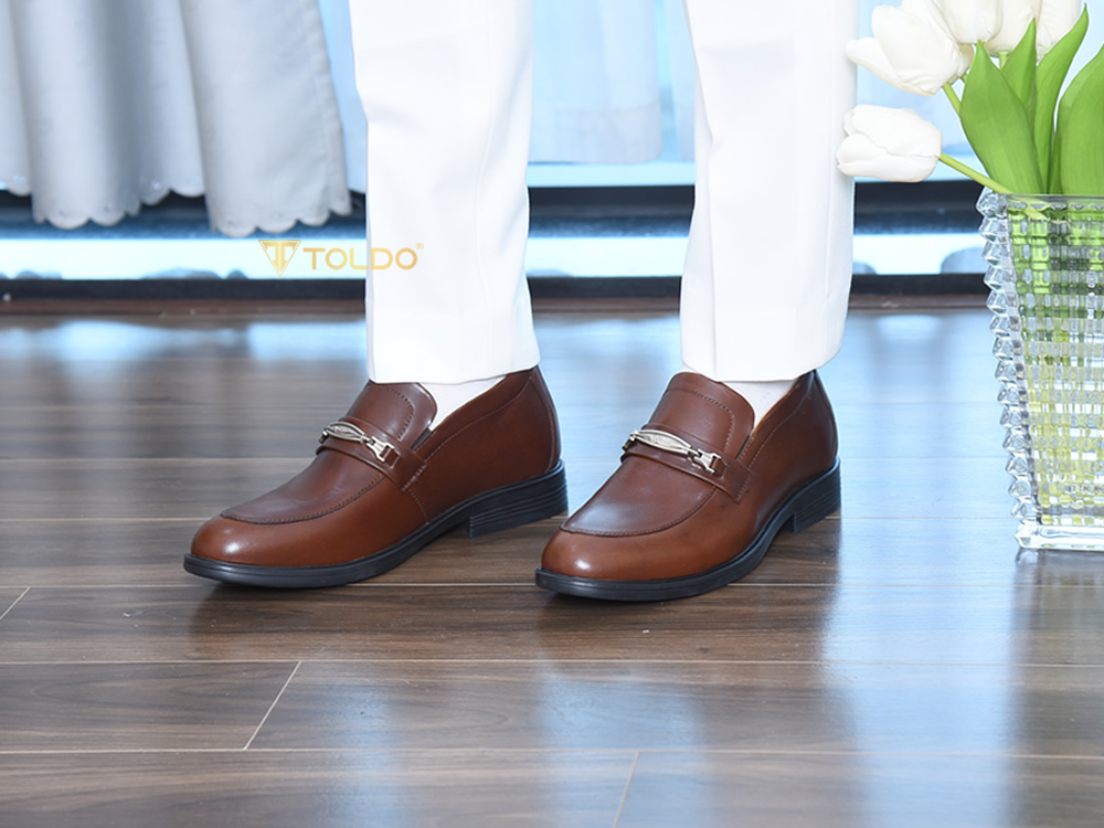 Giày cao 8cm cho nam da thật đế khâu