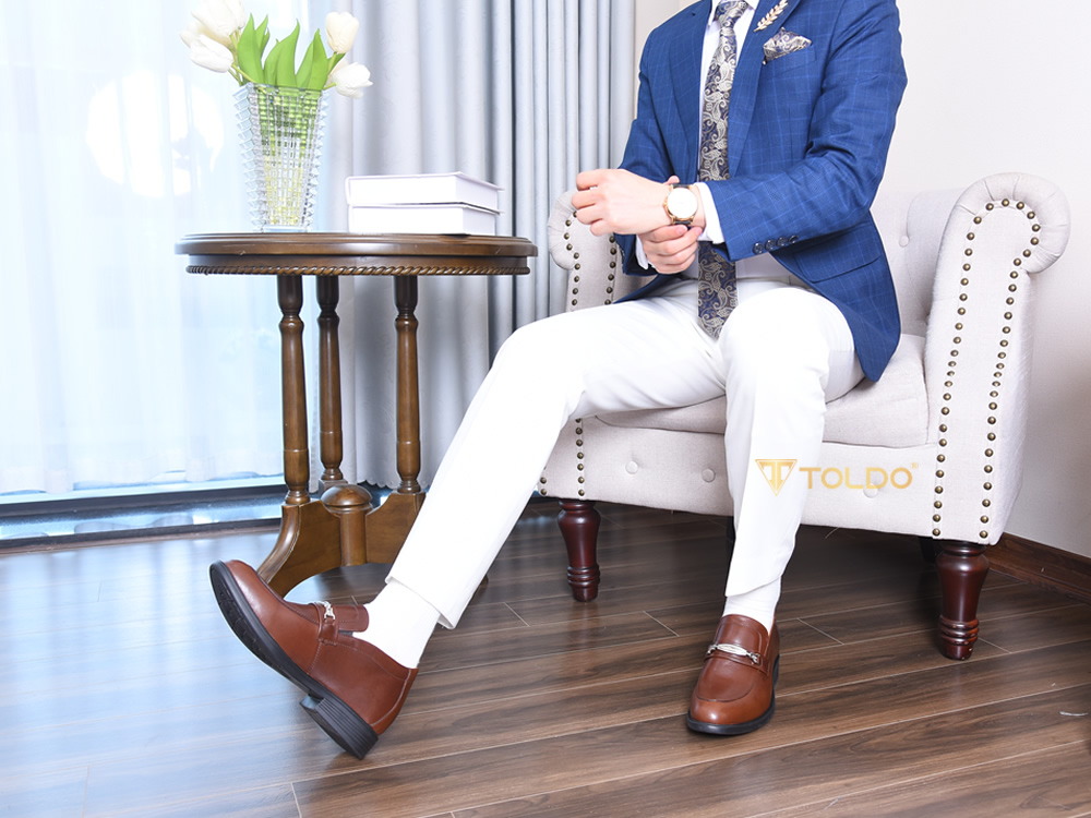 Giày cao 8cm cho nam da thật đế khâu