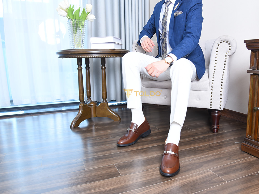 Giày cao 8cm cho nam da thật đế khâu