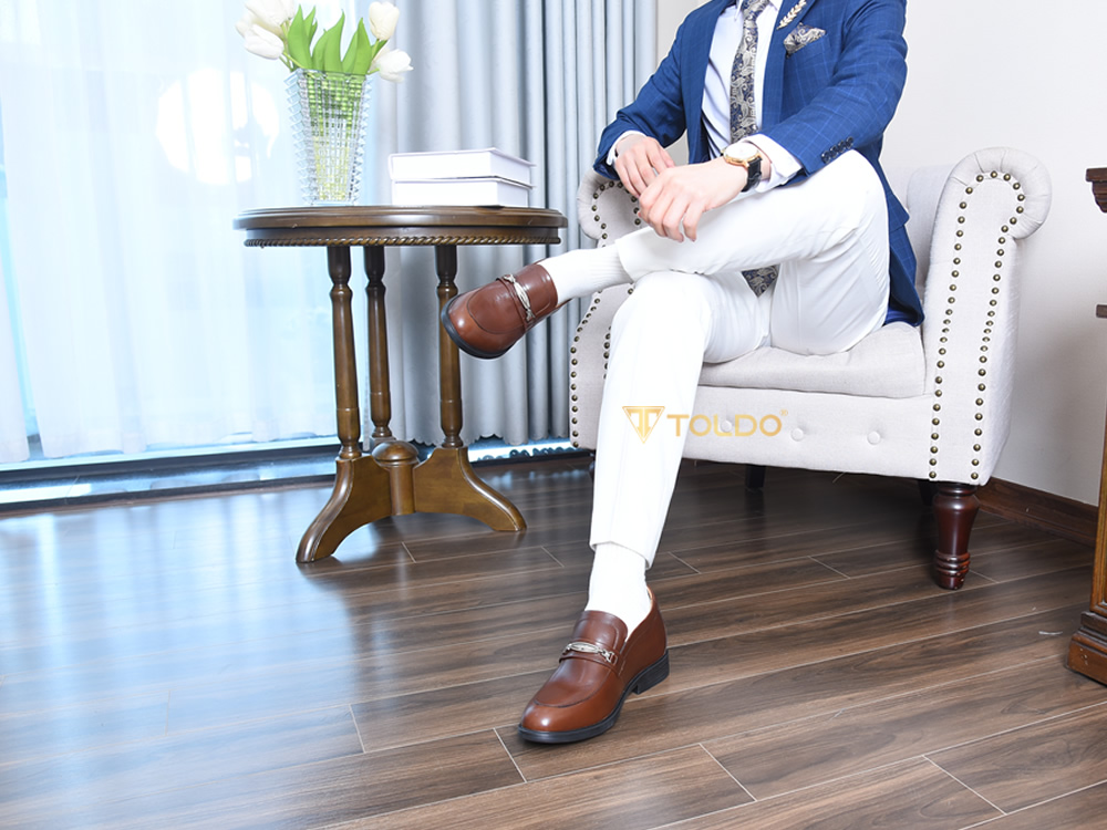 Giày cao 8cm cho nam da thật đế khâu