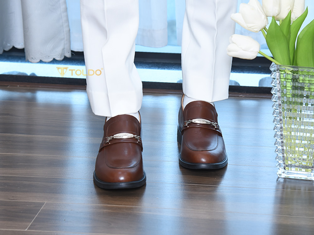 Giày cao 8cm cho nam da thật đế khâu