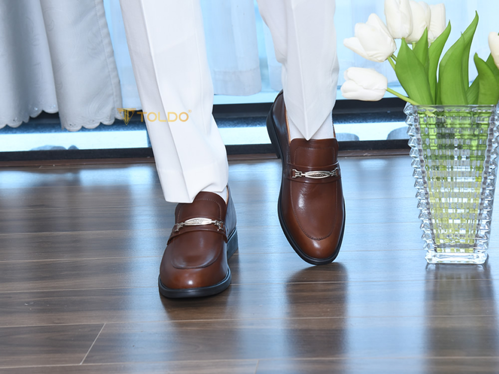 Giày cao 8cm cho nam da thật đế khâu