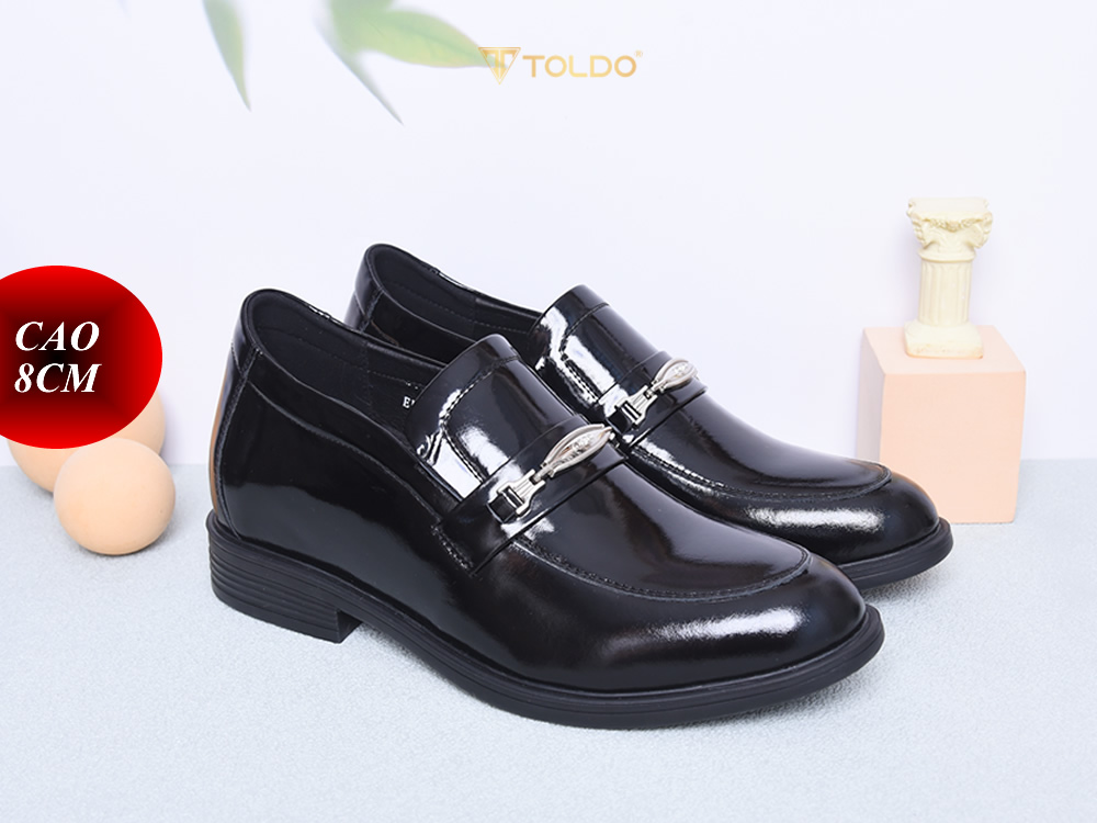 Giày cao 8cm da bóng lịch lãm đế khâu