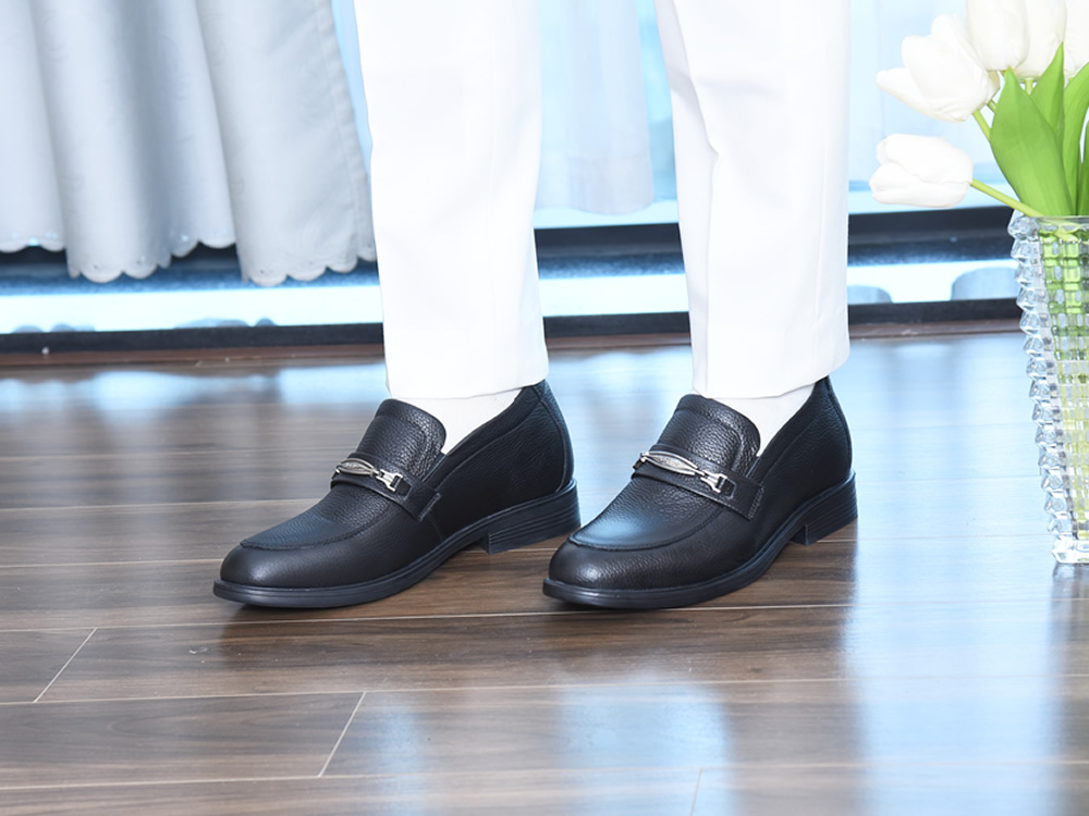 Giày cao nam 8cm da sần đế khâu