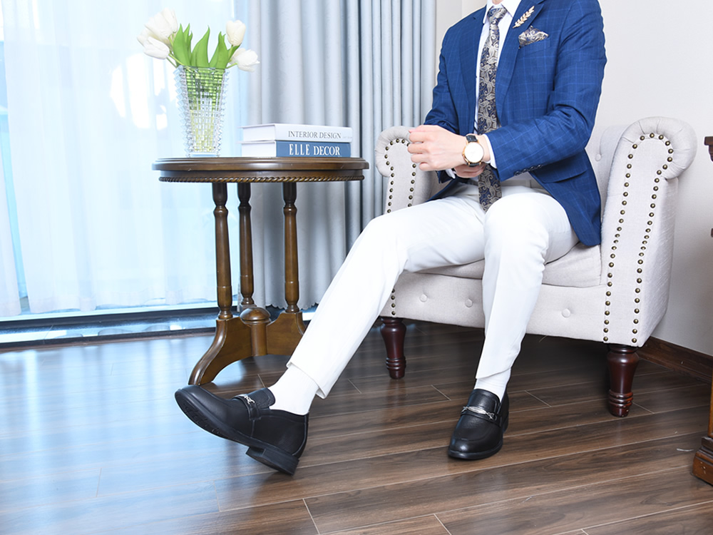 Giày cao nam 8cm da sần đế khâu