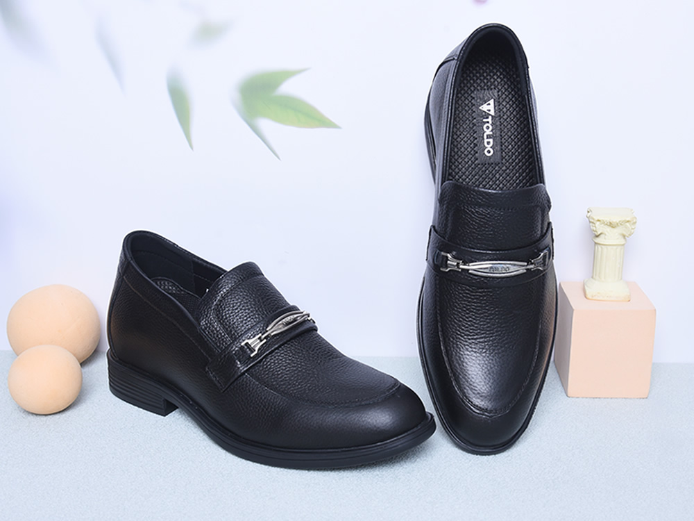 Giày cao nam 8cm da sần đế khâu
