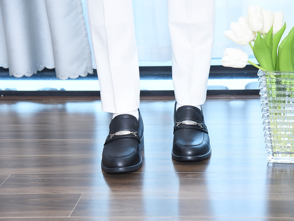 Giày cao nam 8cm da sần đế khâu