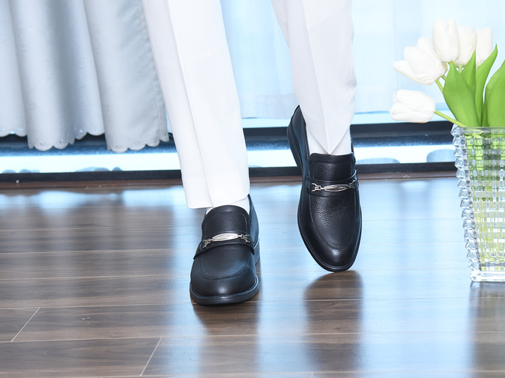 Giày cao nam 8cm da sần đế khâu