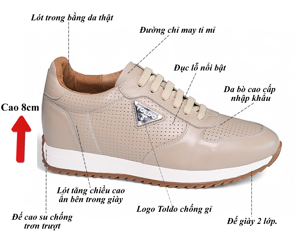 Giày cao thể thao 8cm cao cấp