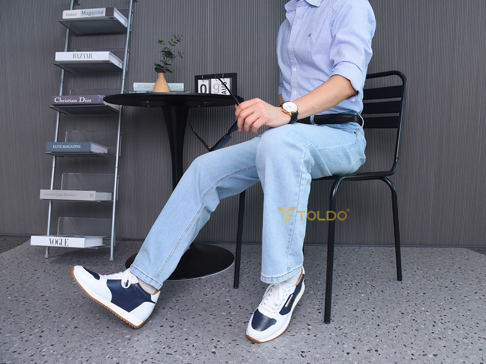 Giày tăng 8cm thể thao nam da thật