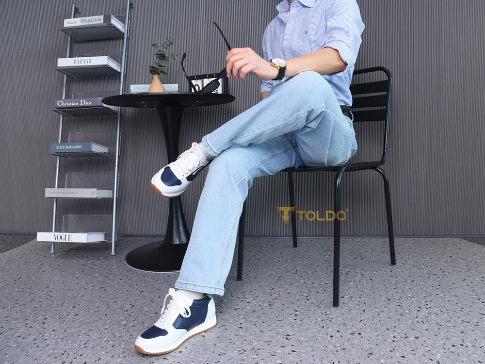 Giày tăng 8cm thể thao nam da thật