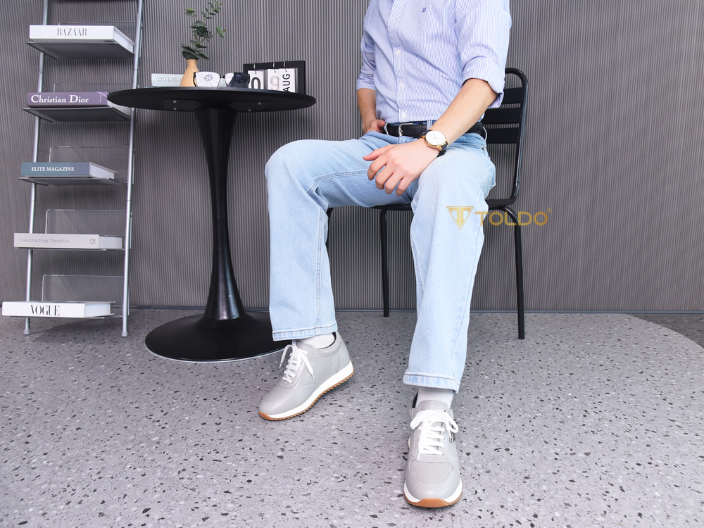 Giày thể thao cao 8cm da thật