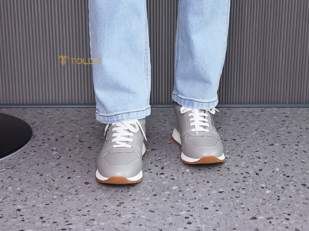 Giày thể thao cao 8cm da thật