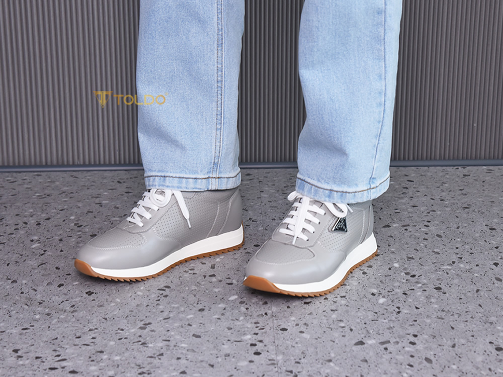 Giày thể thao cao 8cm da thật