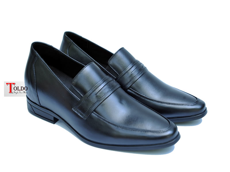 Giày cao da mềm nhẹ hq628 đen