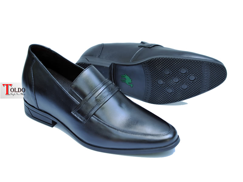 Giày cao da mềm nhẹ hq628 đen